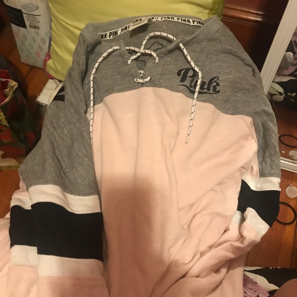 PINK VARSITY CREW NECK